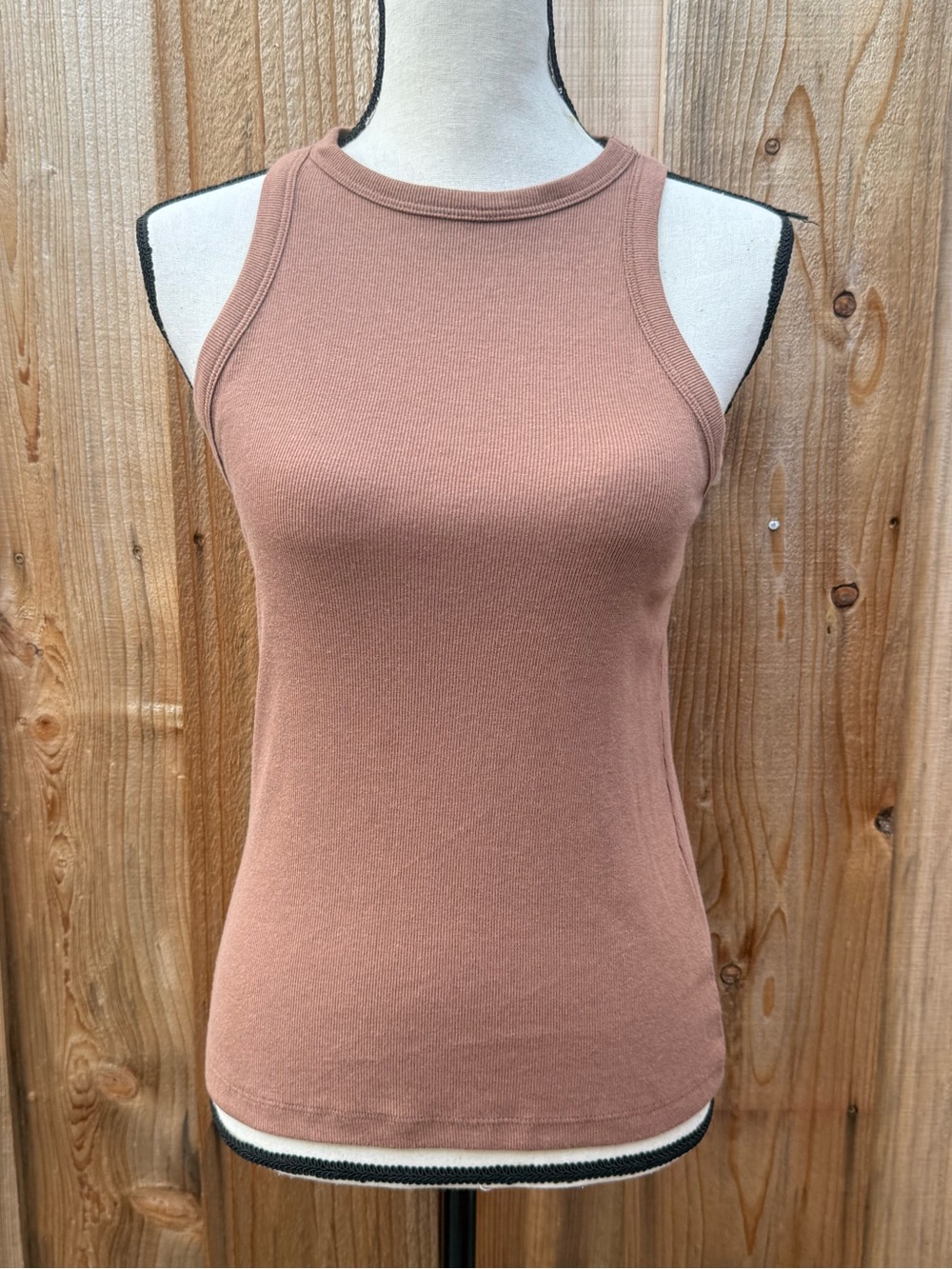 Rachel Zoe Women's Ribbed Brown Tank Top